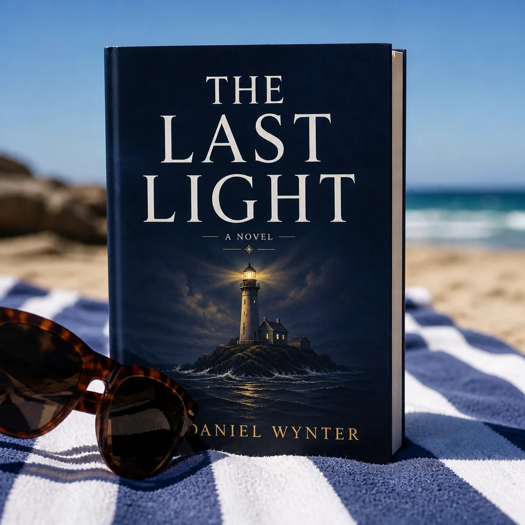 A book on a beach towel