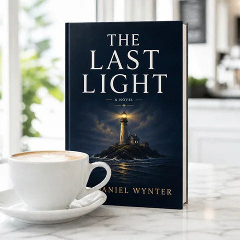 A book on a café table